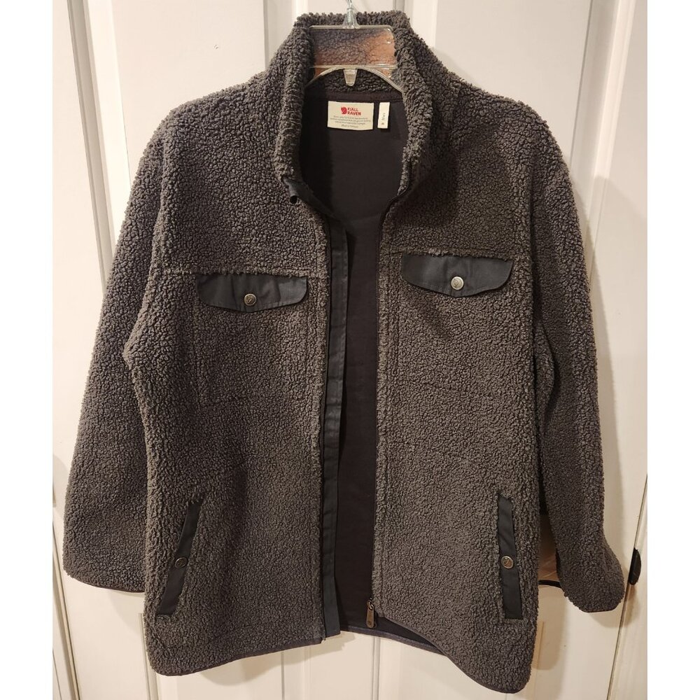 Fjallraven Greenland Deep Pile Fleece Jacket Full Zip Grey Mens Size Medium M